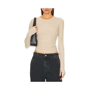 Enza Costa Long Sleeve White Baseball Crew Size S